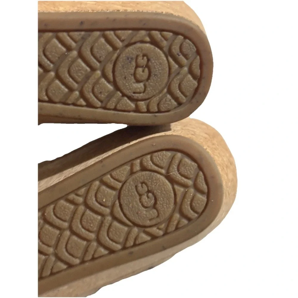 UGG Wedge Sandals Womens 8‎ Tan Leather Braided Metallic Cork Excellent Strappy